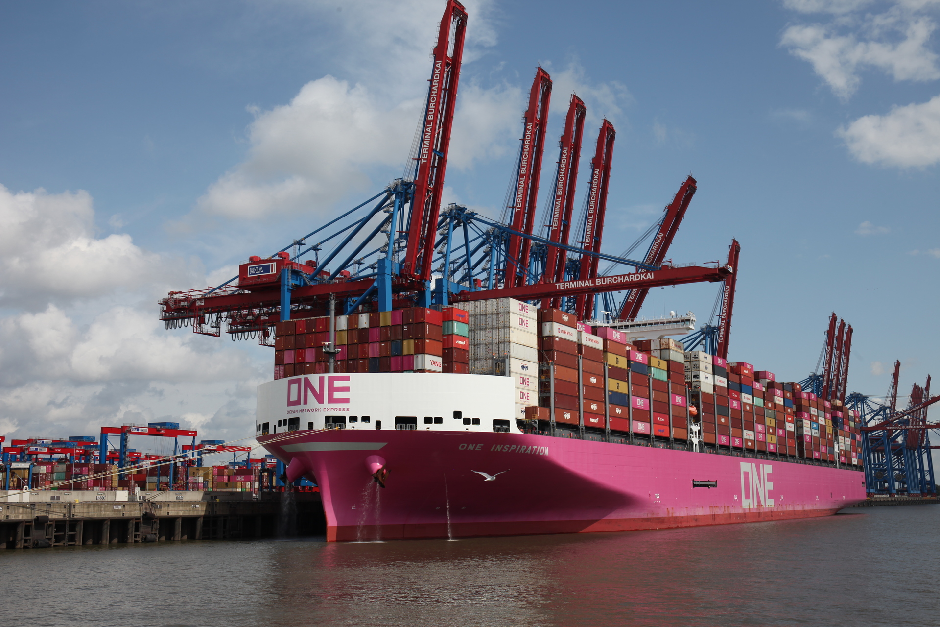 Containerfrachter im Hamburger Haften